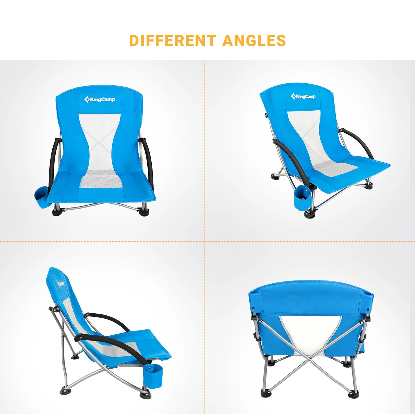 2 Low Seat Beach Folding Chairs with Carbon Steel Frame
