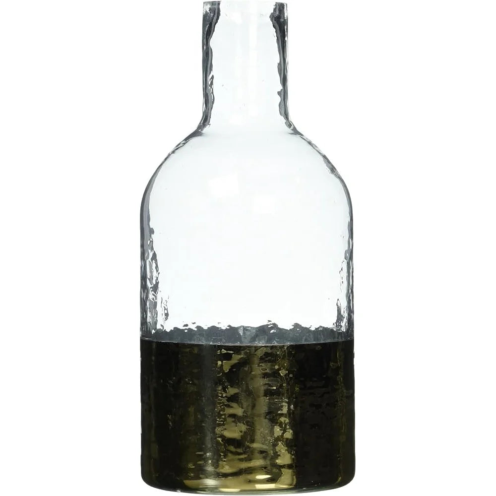 Large Hammered Glass Vase With Gold Base Modern Style