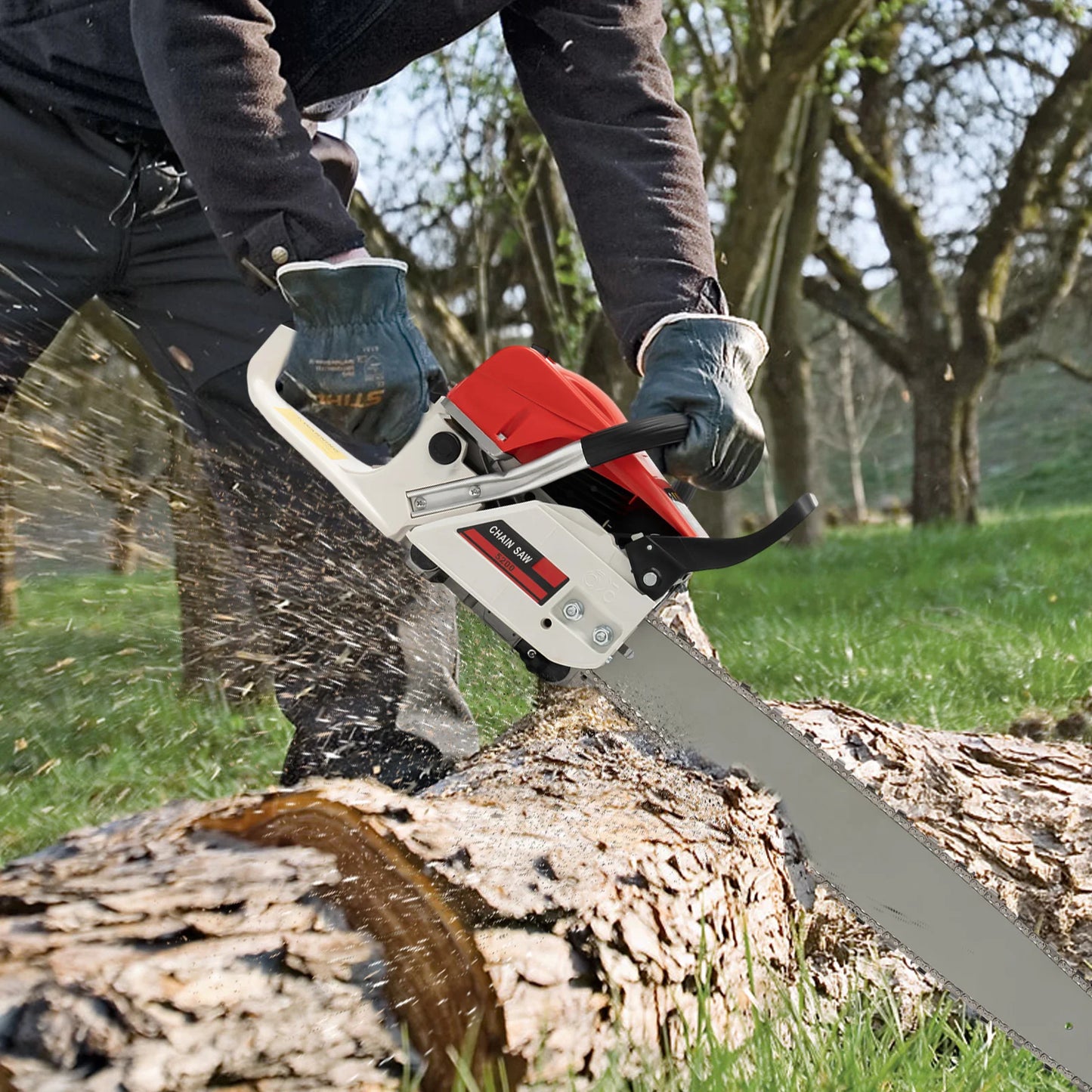 22 Inch Gasoline Chainsaw 2-Stroke Engine 52cc Power