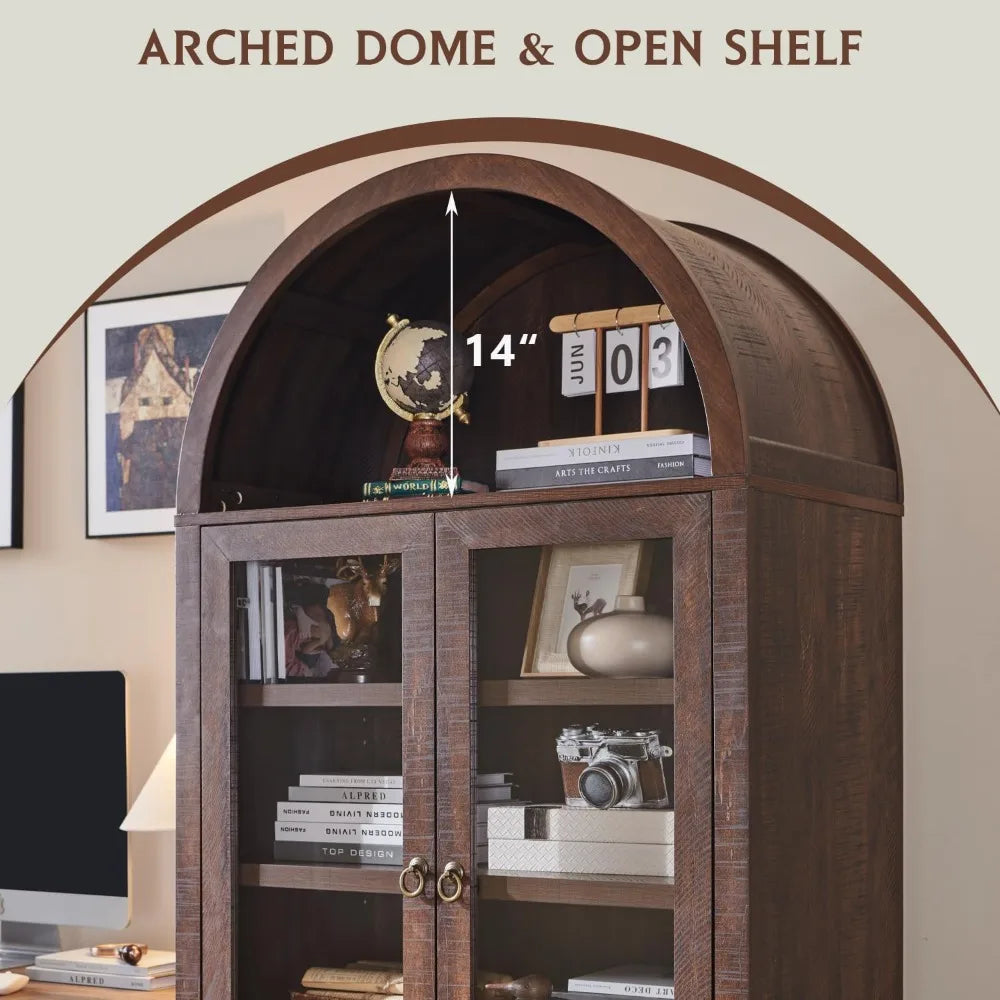 Modern Farmhouse Bookcase w Open Adjustable Shelf Wooden Display Cabinet