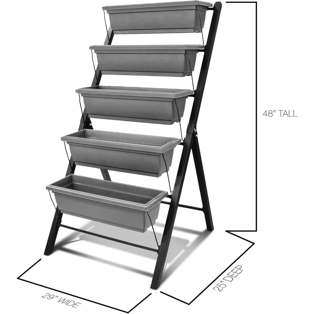4Ft Vertical Raised Garden Bed 5 Tier Food Safe Planter Box for Indoor and Outdoor Gardening