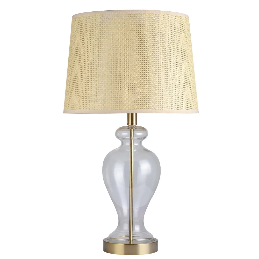 Brass Glass Table Lamp Base 18 Inch E26 White Glass Brushed Nickel Finish Gold Frame