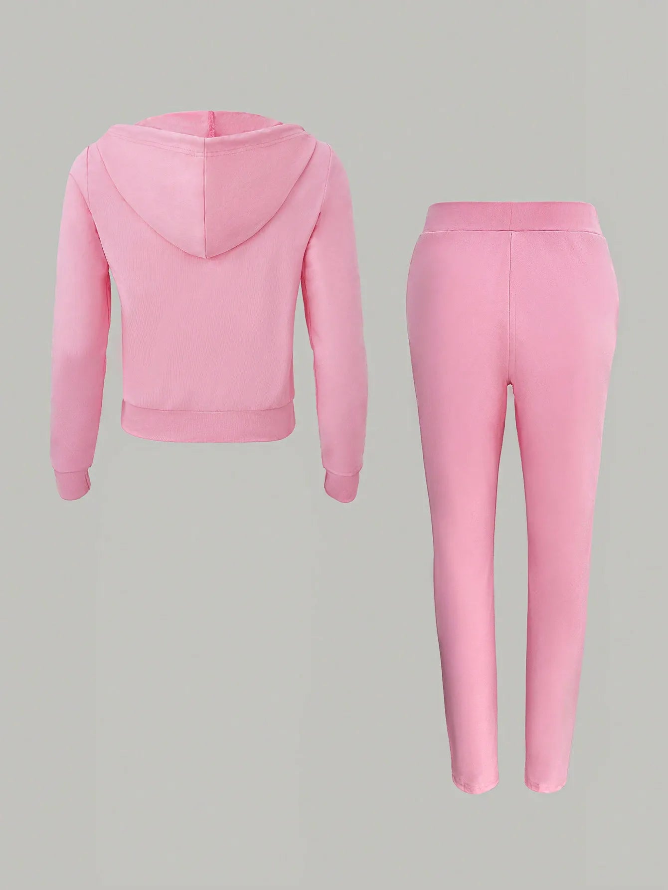 Women's Pink Zipper Sportswear Set of 2 Pieces Hoodie and Sweatpants