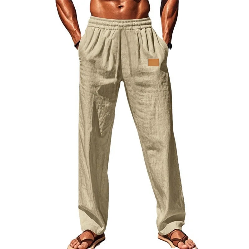 Men's Comfortable Elastic Waist Drawstring Pants for Casual Wear