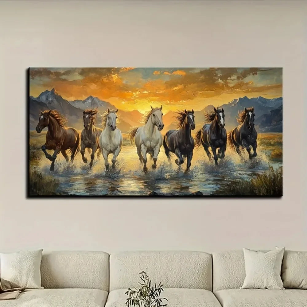 Seven Horse Canvas Wall Art for Horse Lovers Decor