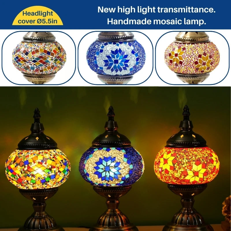 Stained Glass Mosaic Table Lamp with Adjustable Color and UL Certification