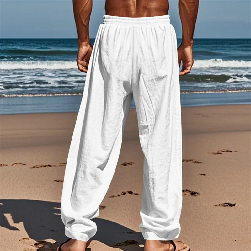 Men's Comfortable Elastic Waist Drawstring Pants for Casual Wear