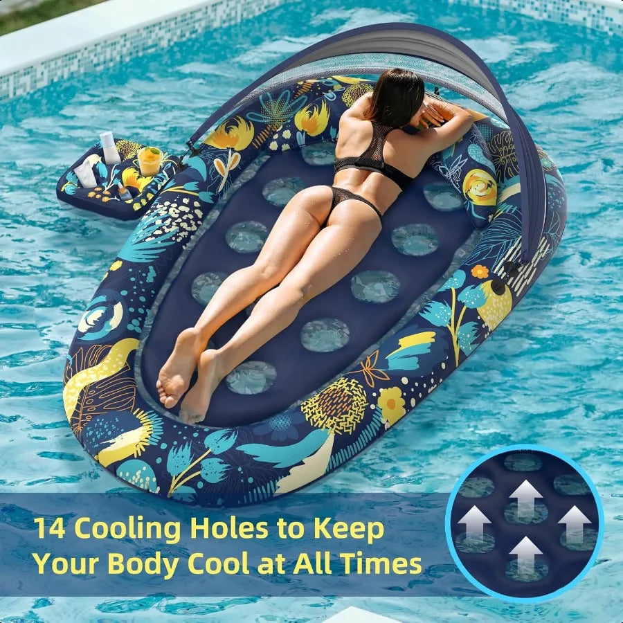 Pool Floats With Canopy And Cup Holder For Adults