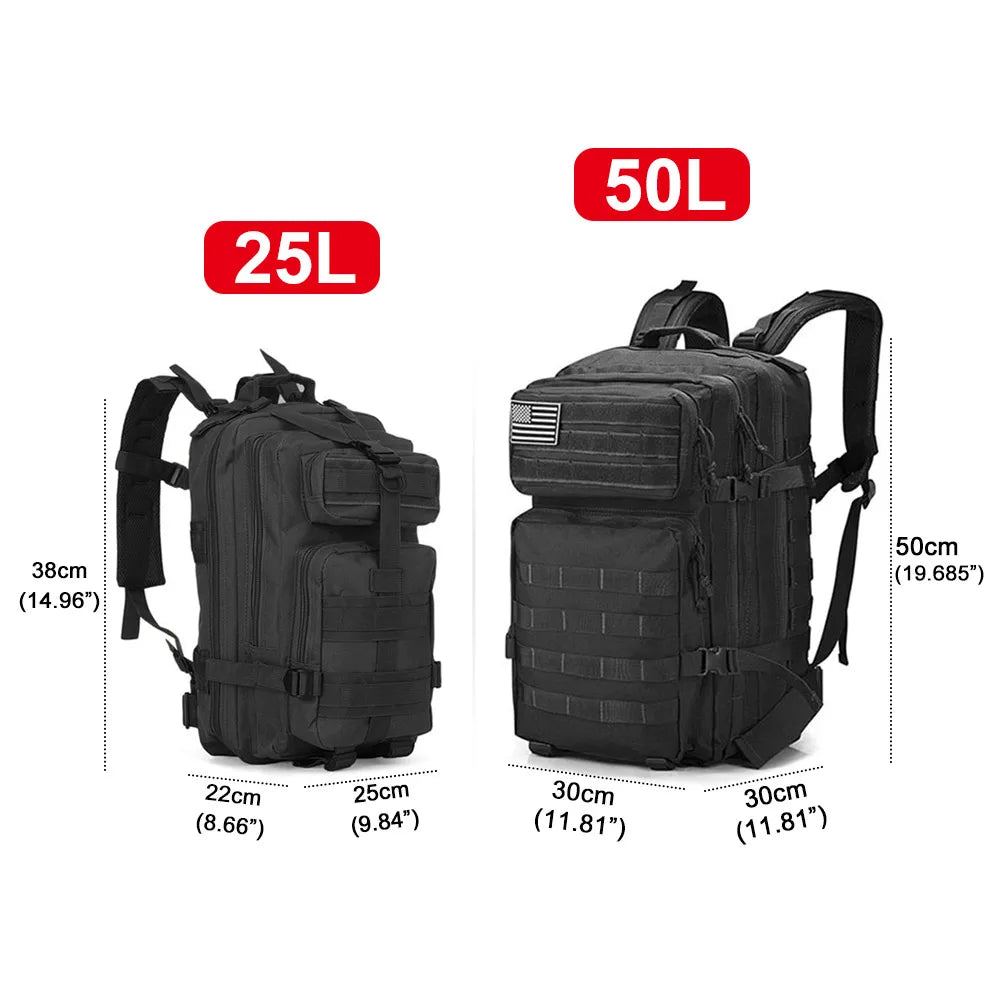 45L 25L Tactical Backpack Men's Waterproof Softback Unisex for Hiking Camping Hunting Travel Cycling