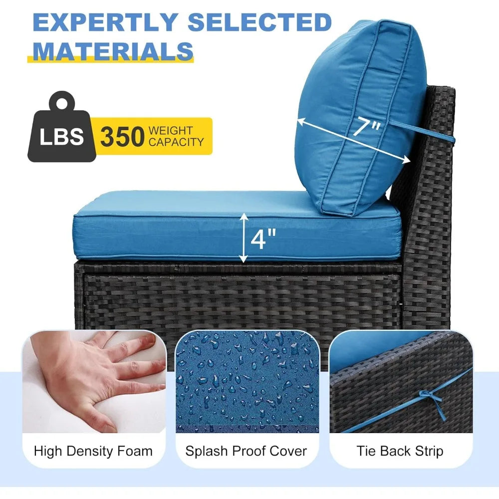5 Pieces Outdoor Peacock L Shape Patio Furniture Set by SunloungeCo