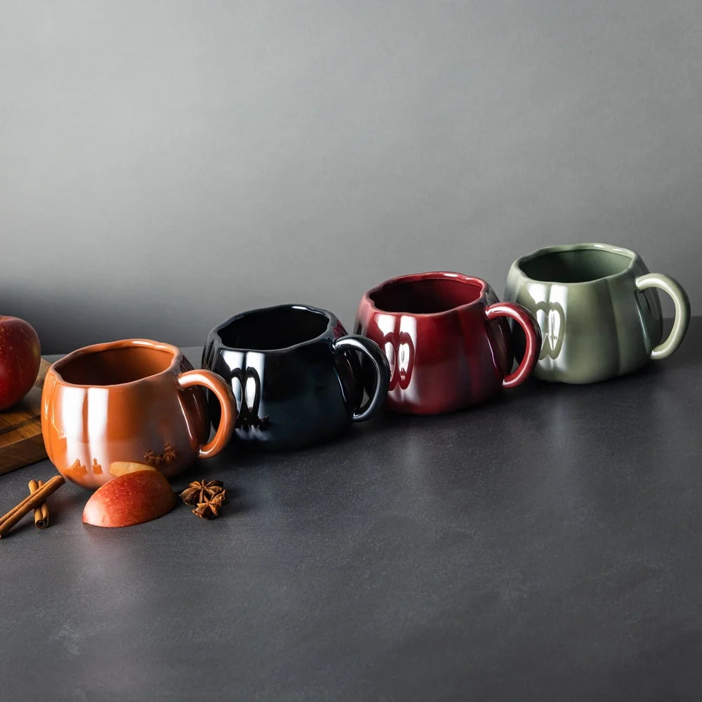 16oz Pumpkin Pearl Stoneware Coffee Mugs Set of 4 Eco-Friendly Classic Design