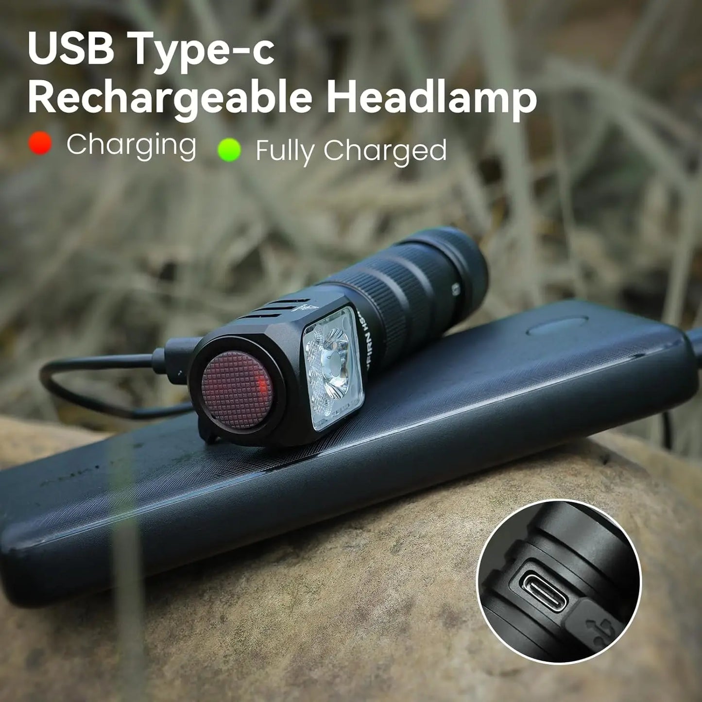 USB C Rechargeable Power Bank Flashlight Aluminum Alloy Camping Hiking Fishing