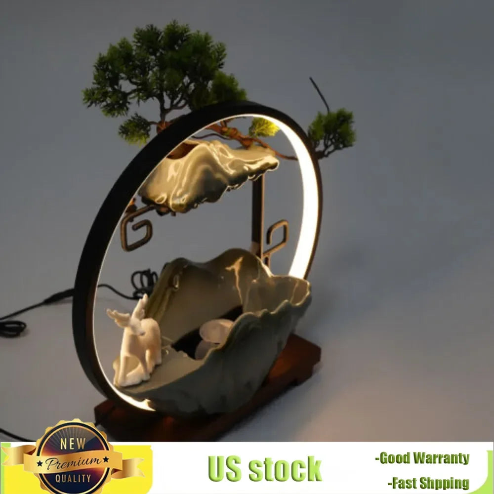 Indoor Water Fountain, Incense Burner Waterfall Decor