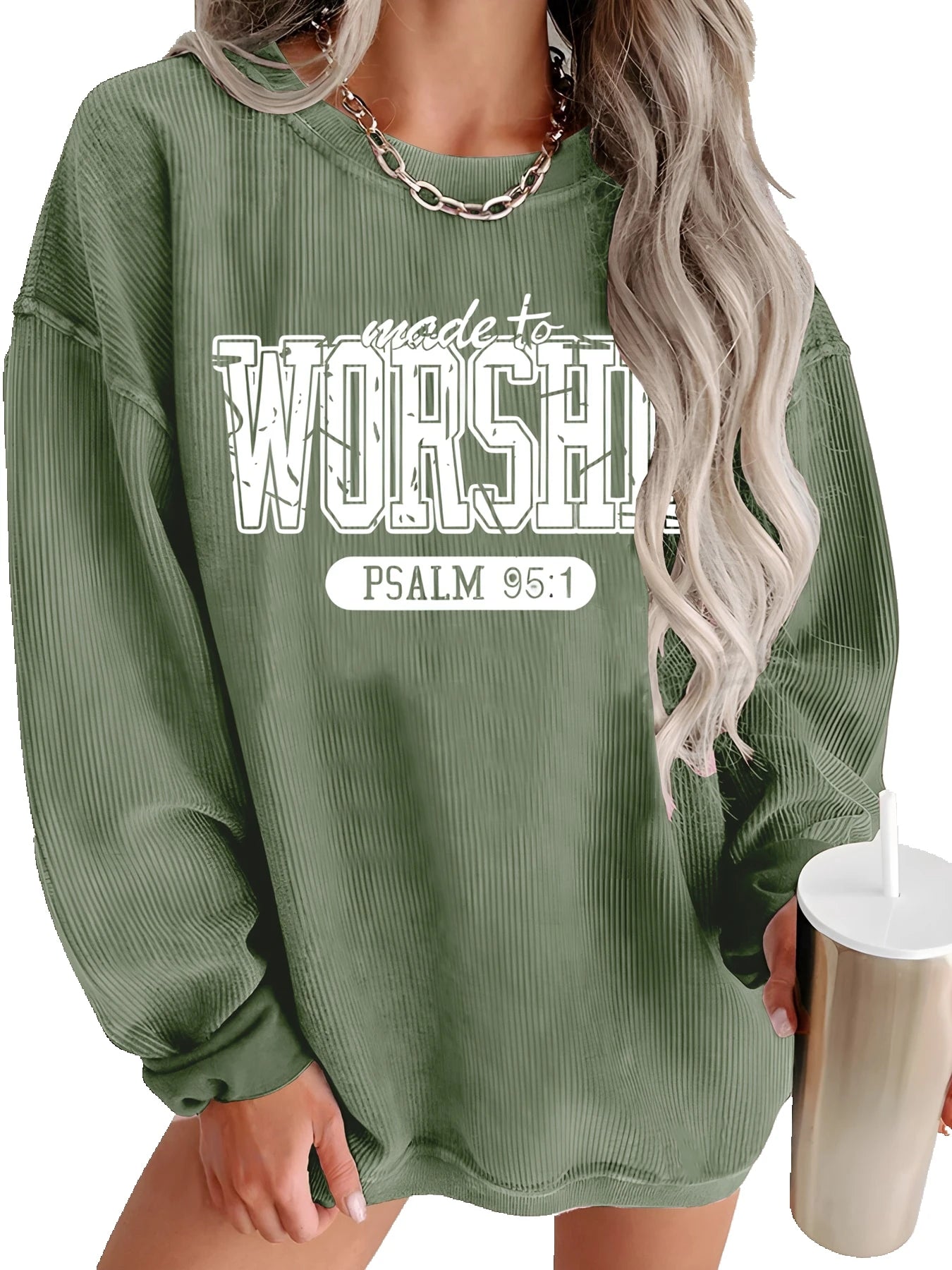 Long Sleeved Round Neck Casual Hoodie for Women in Polyester Blend