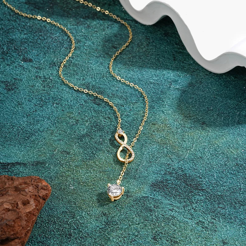 Elegant Silver Infinity Necklace for Women with Moissanite