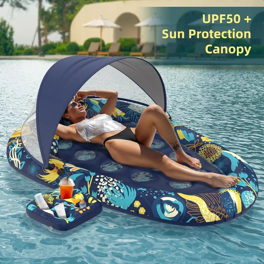 Pool Floats With Canopy And Cup Holder For Adults