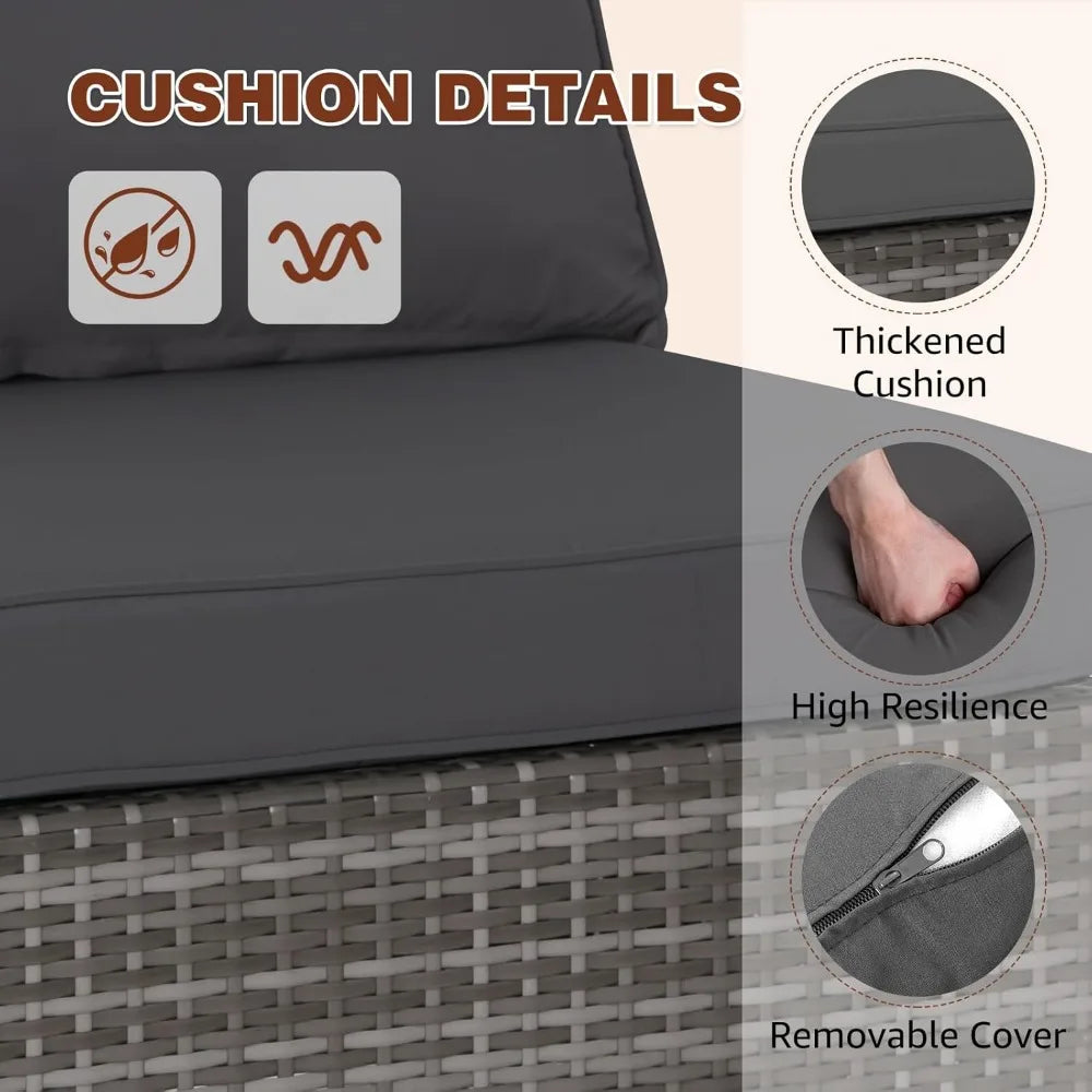 Modern Gray Rattan Wicker Patio Furniture Set for Outdoor Use