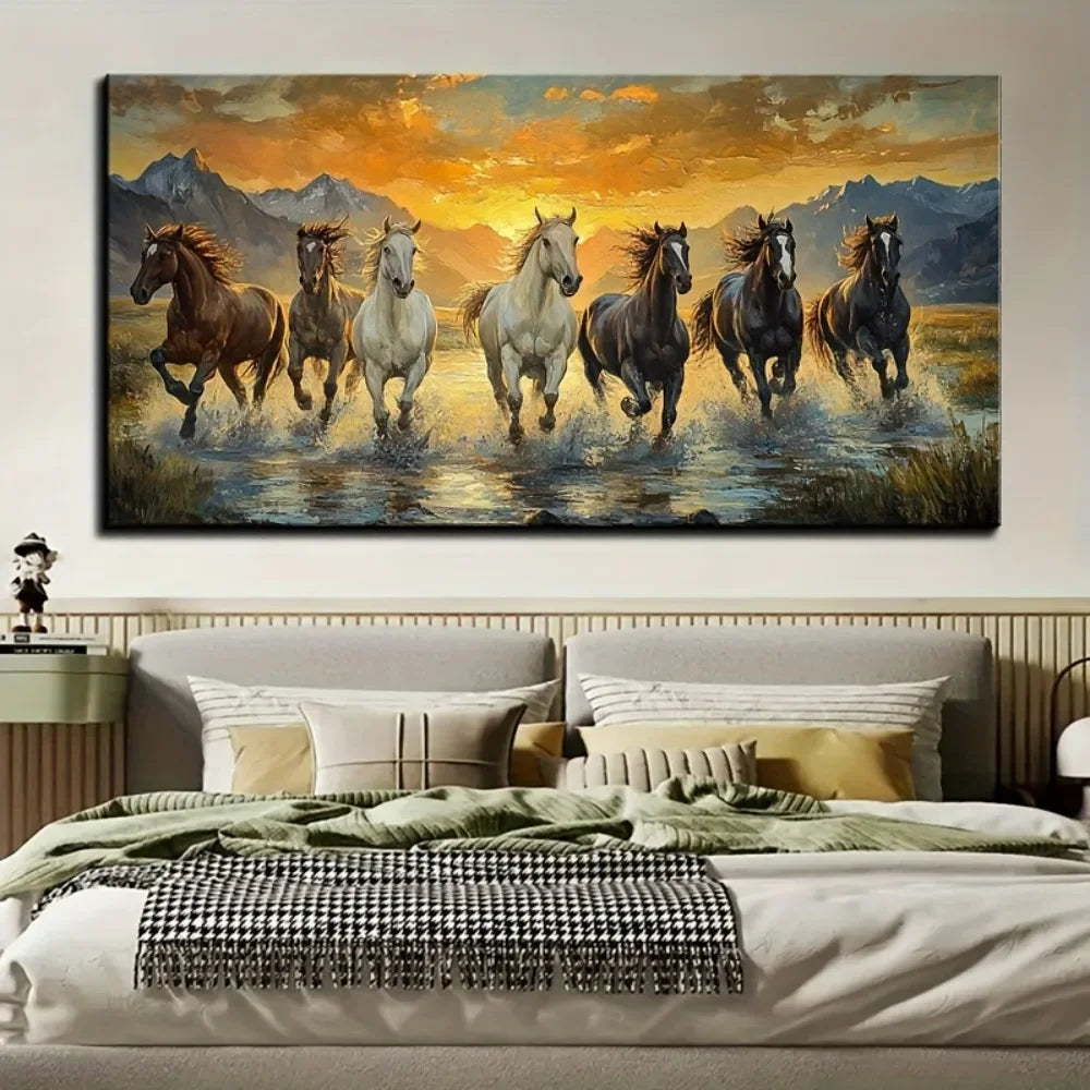 Seven Horse Canvas Wall Art for Horse Lovers Decor