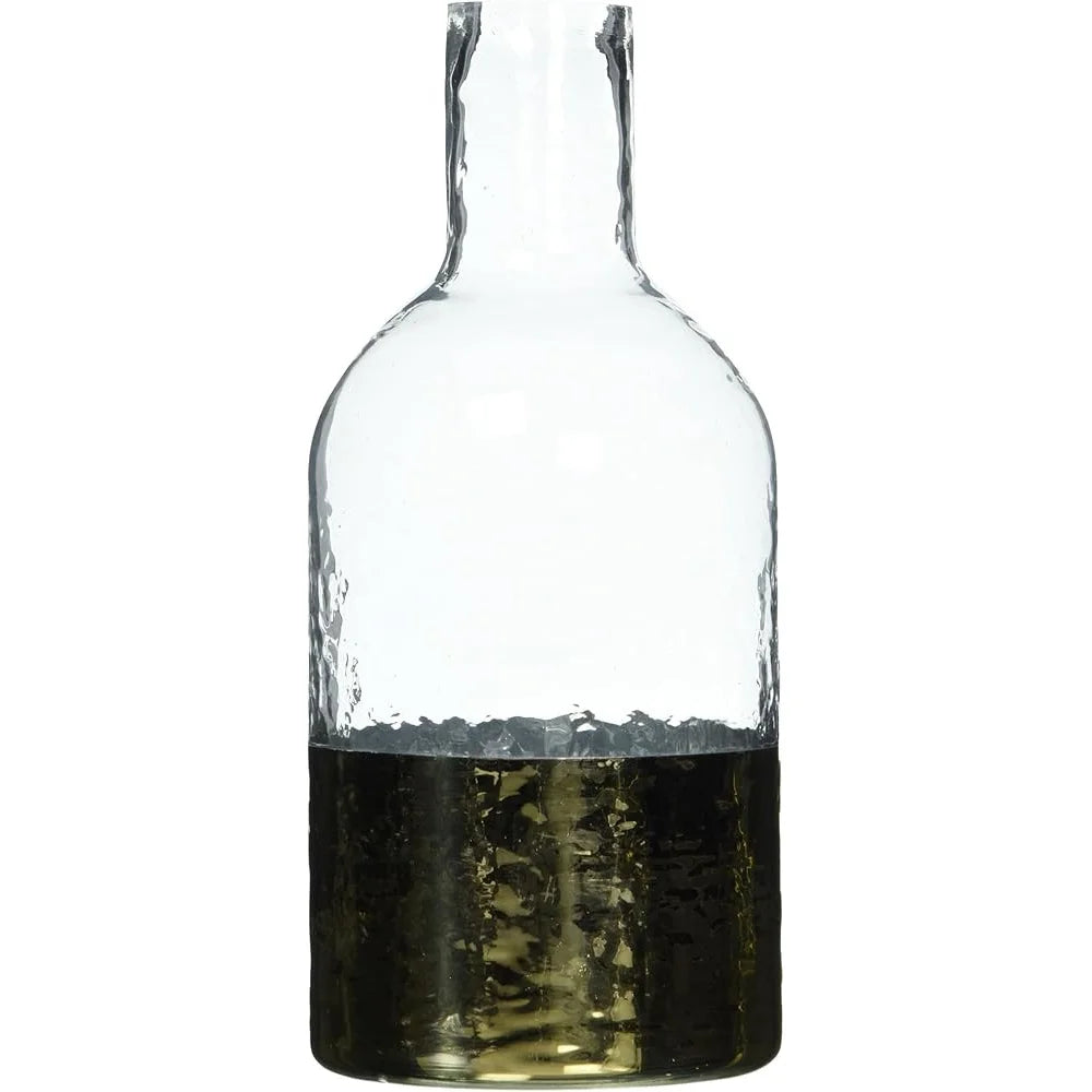 Large Hammered Glass Vase With Gold Base Modern Style