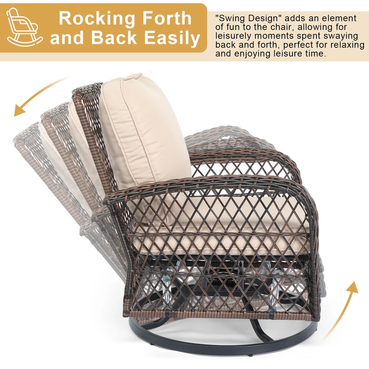 Stylish 3 Pieces Patio Furniture Set with Swivel Rockers
