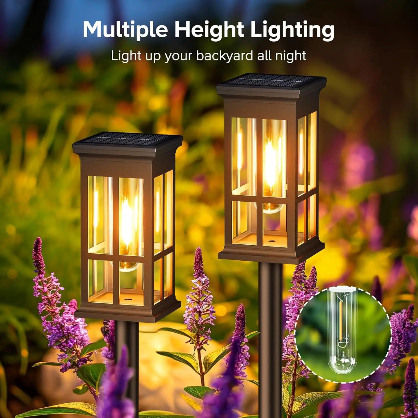 2 Pack 6 Pack 8 Pack Solar Pathway Lights Modern Style LED Bulbs Ni-MH Power Source