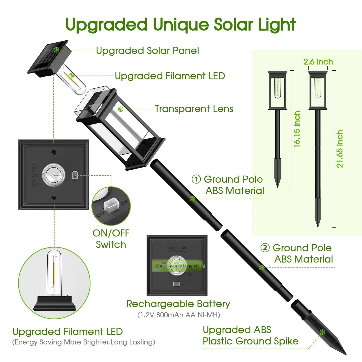 Upgraded Solar Lights 2 6 12 Pack Modern Style LED Outdoor Lighting