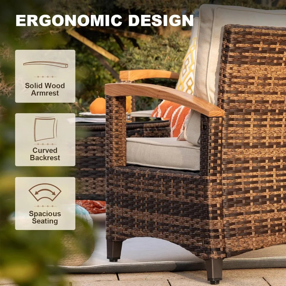 9 Piece Outdoor Patio Furniture Set with Unique Half Moon Design for Garden