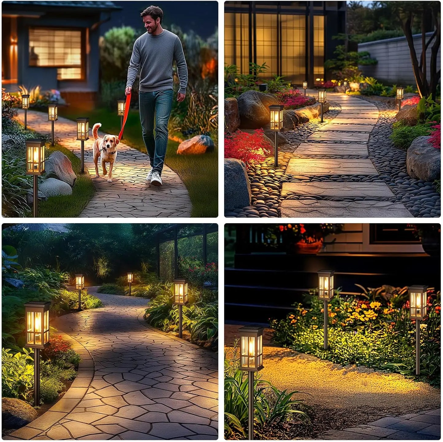 2 Pack 6 Pack 8 Pack Solar Pathway Lights Modern Style LED Bulbs Ni-MH Power Source