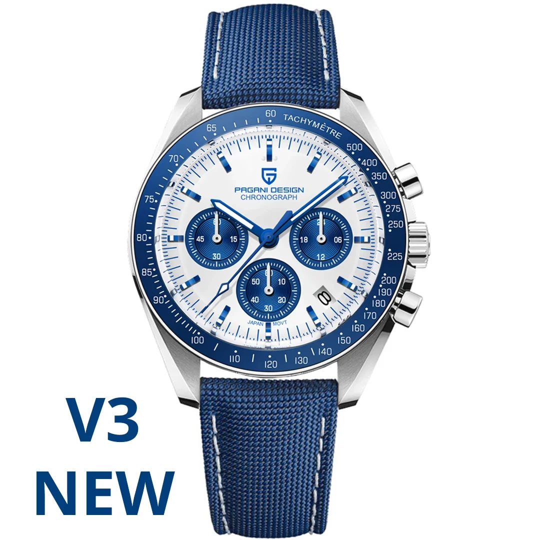 Men's Stainless Steel Quartz Watch with Folding Clasp and Round Dial