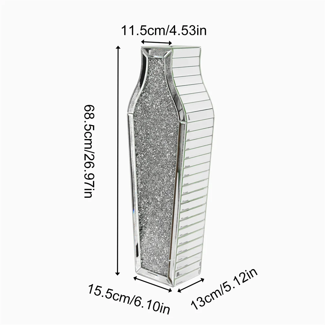 Luxury Large Tall Floor Glass Vase in Silver Modern Contemporary Style