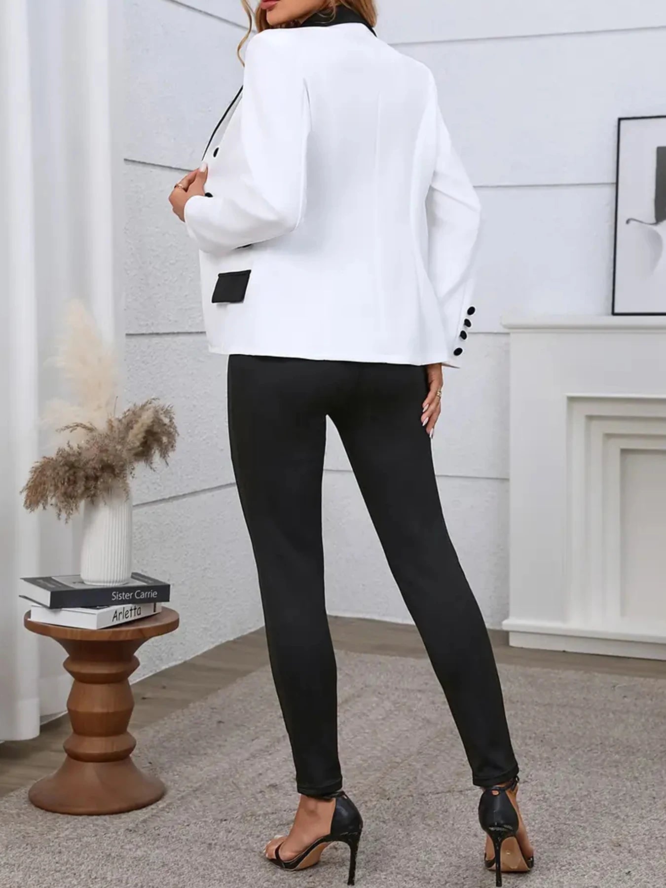 Women's Business Casual Two-Piece Suit Set Double Breasted Slim Fit Pant Suit