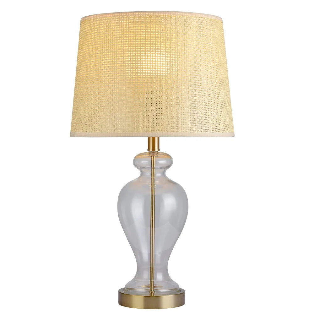 Brass Glass Table Lamp Base 18 Inch E26 White Glass Brushed Nickel Finish Gold Frame