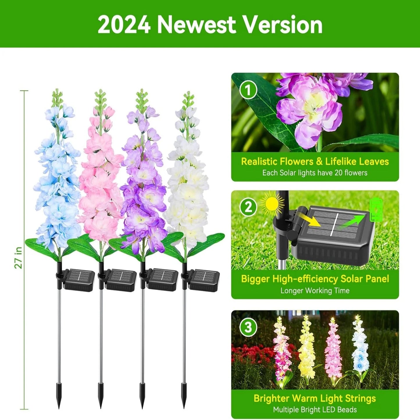 Outdoor Solar Flowers Lights for Yard Patio Garden Decor