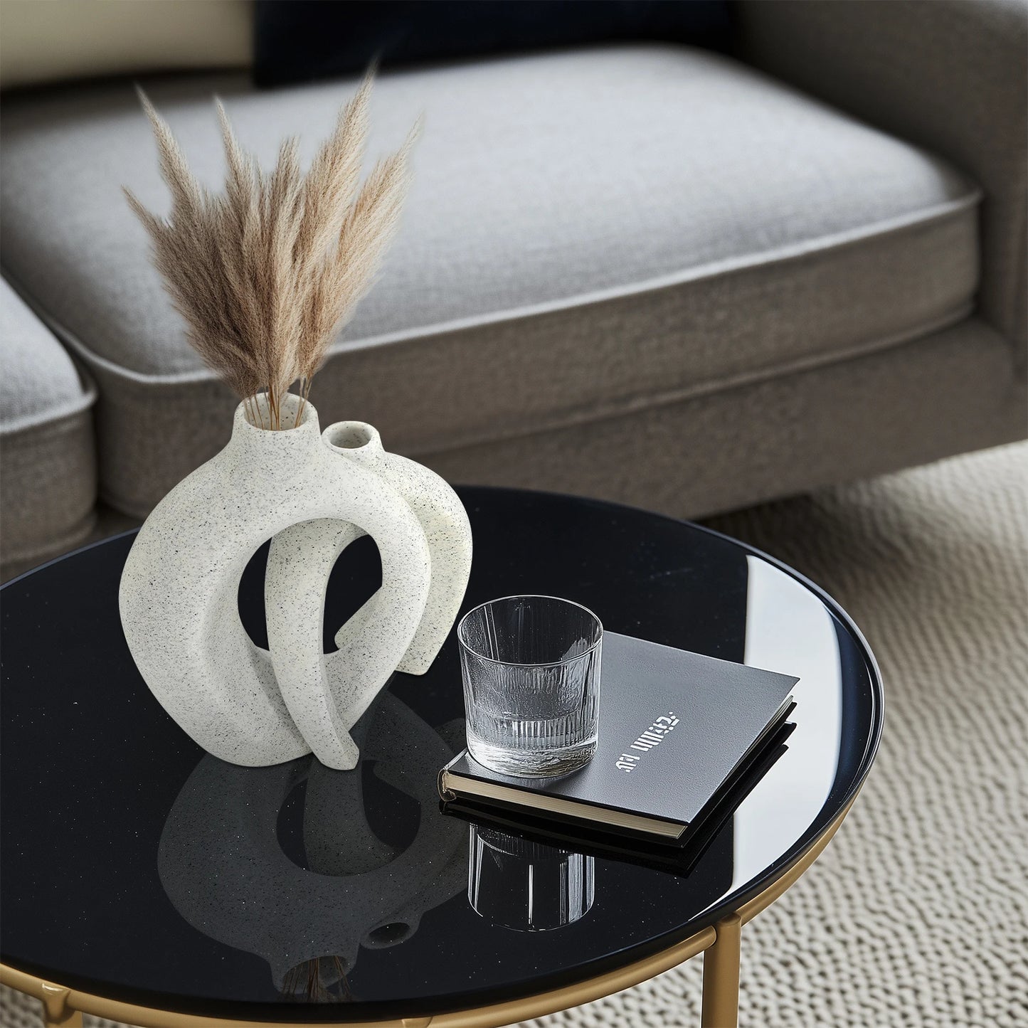 Set of 2 Decorative Hollow Table Vases Modern Resin Tabletop Decor