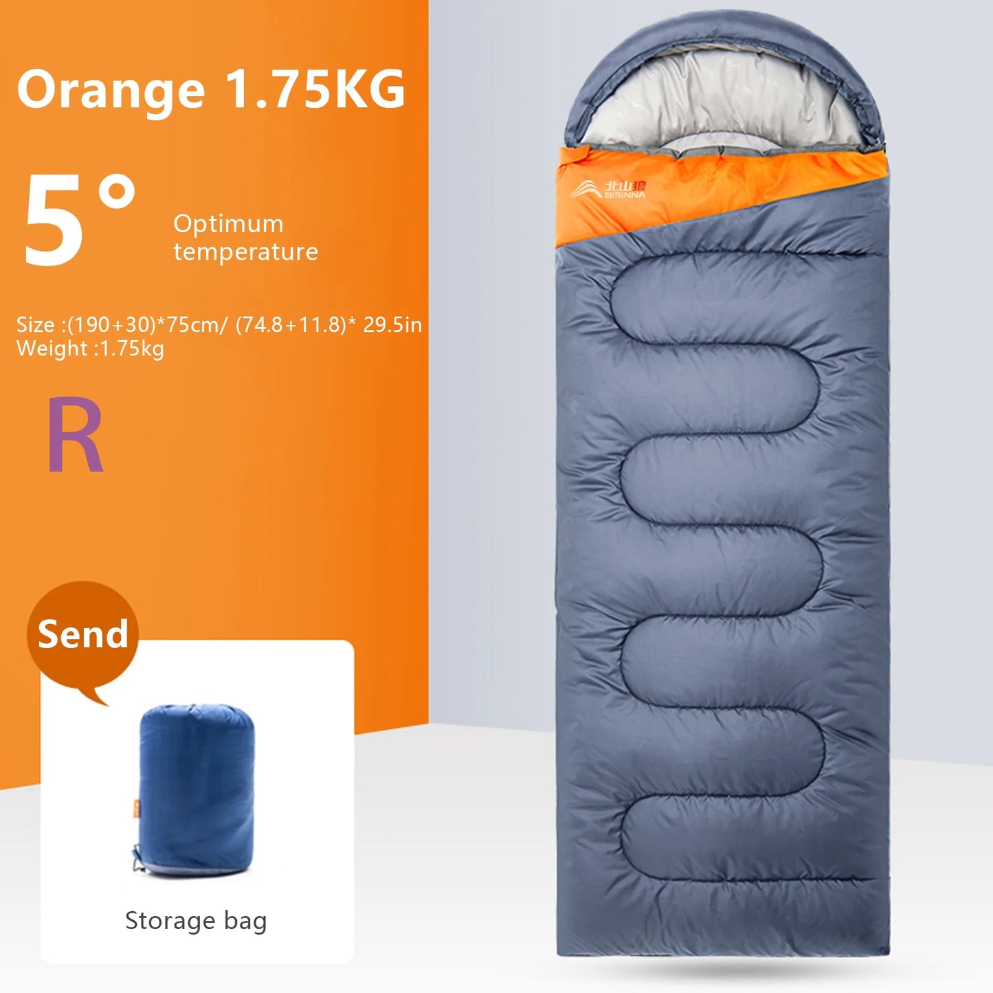 Camping Sleeping Bag Waterproof Adult Cotton Terylene Winter Splic 5 to 0 Degrees