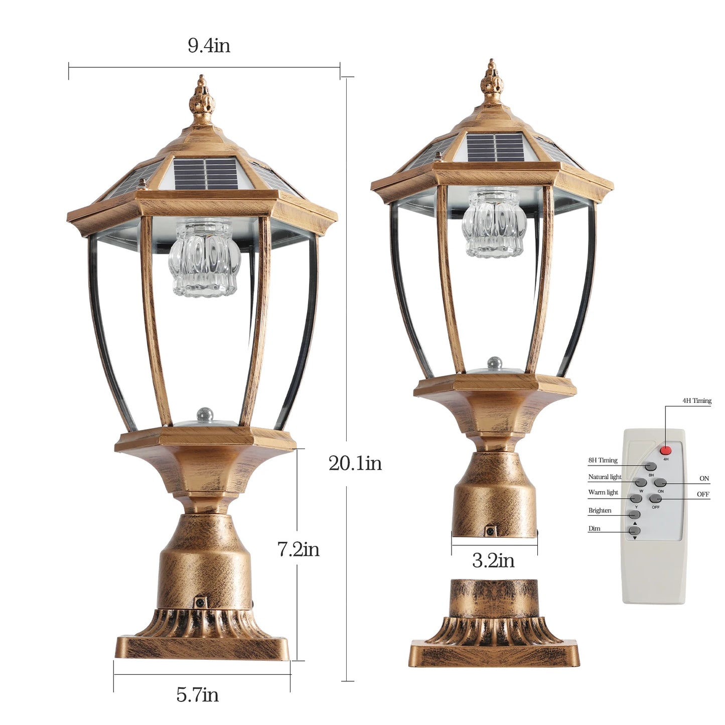 Vintage Solar LED Post Light for Outdoor Gardens and Patios