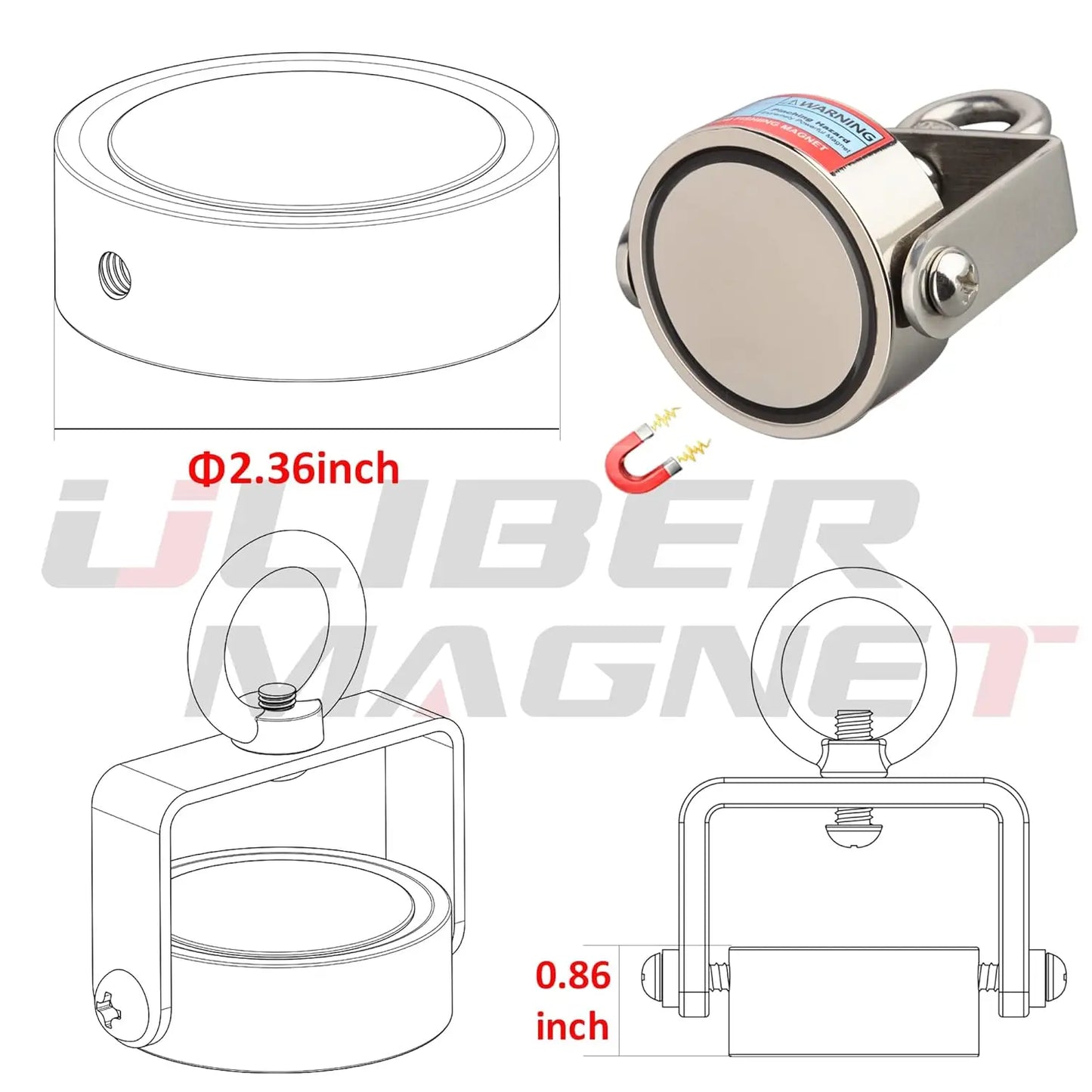 Salvage Magnet Sea Fishing Equipment Holder 140KG Rare Earth Magnet for Treasure Hunting and Lifting Applications