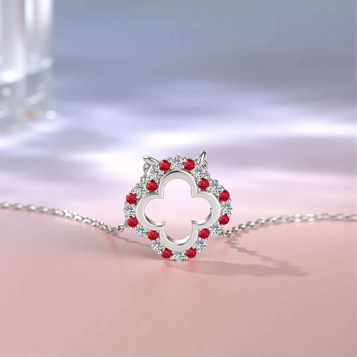Four Leaf Clover Moissanite Diamond Pendant Necklace Gift