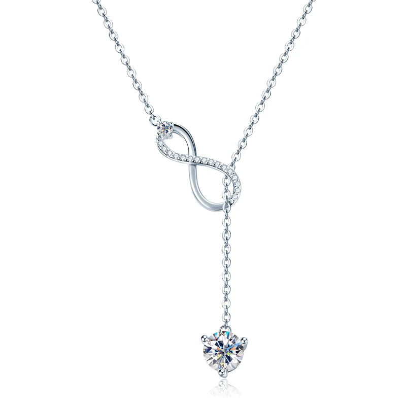 Elegant Silver Infinity Necklace for Women with Moissanite