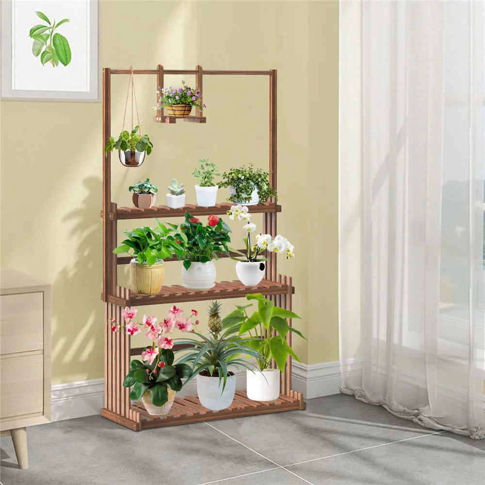 3 Tier Hanging Wood Plant Stand for Indoor and Outdoor Planters