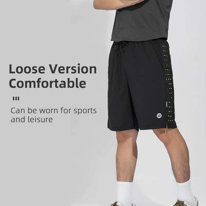 Bicycle Shorts Pants for Men with Pockets Quick-Drying Breathable Comfortable Loose Fit Unisex Black Polyester Spandex