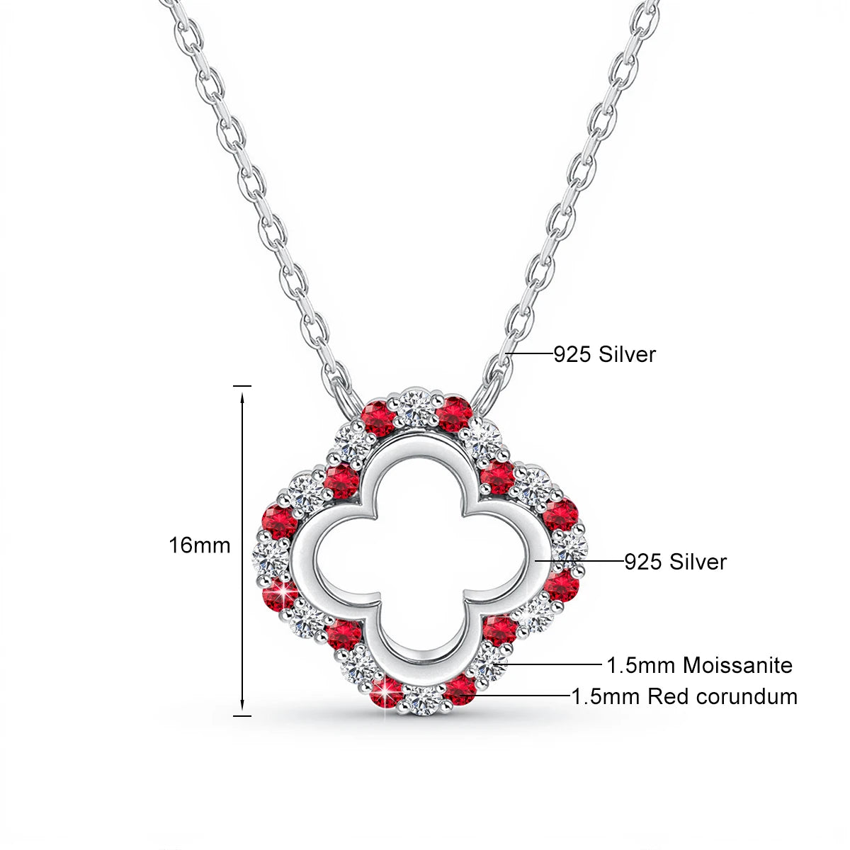 Four Leaf Clover Moissanite Diamond Pendant Necklace Gift