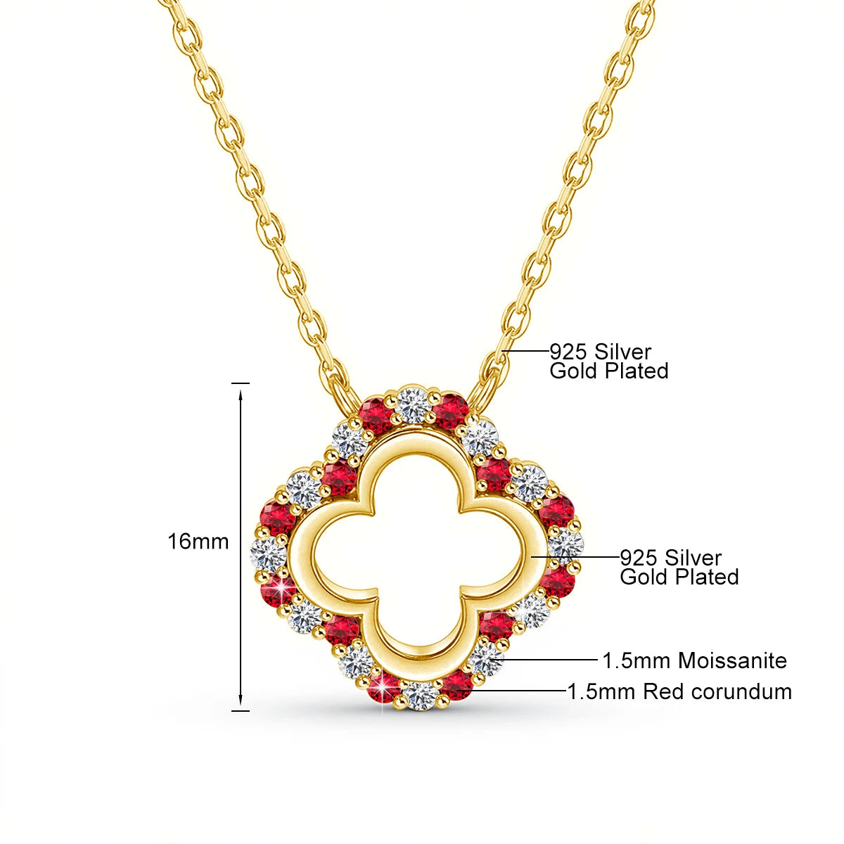 Four Leaf Clover Moissanite Diamond Pendant Necklace Gift