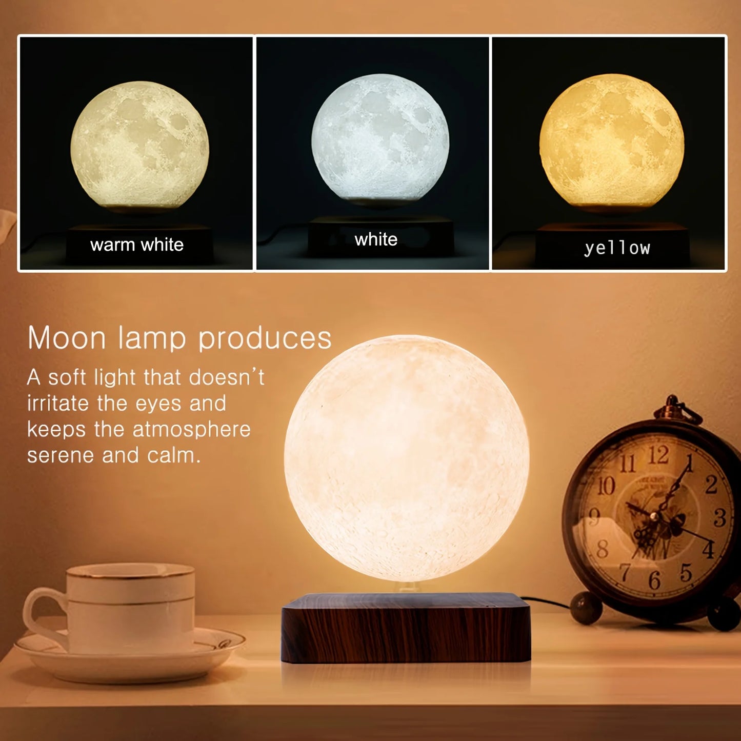 Magnetic Floating Rotating Moon Lamp Night Light with LED Bulbs