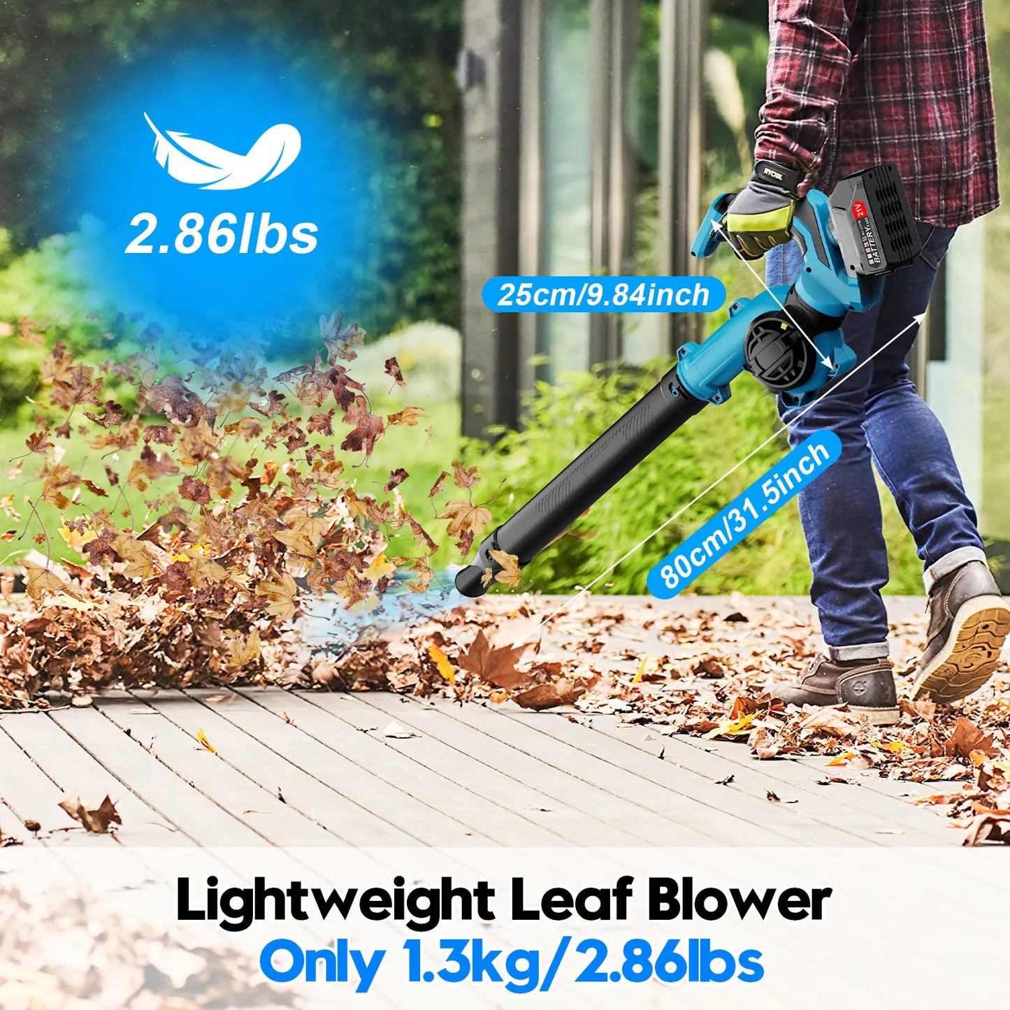 21V Cordless Leaf Blower with Powerful Motor and Lightweight Design