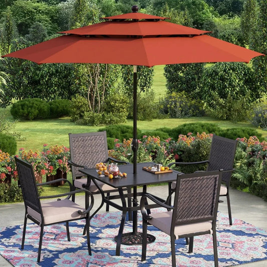10 Ft Outdoor Patio Umbrella with Auto-Tilt Crank and UV Protection