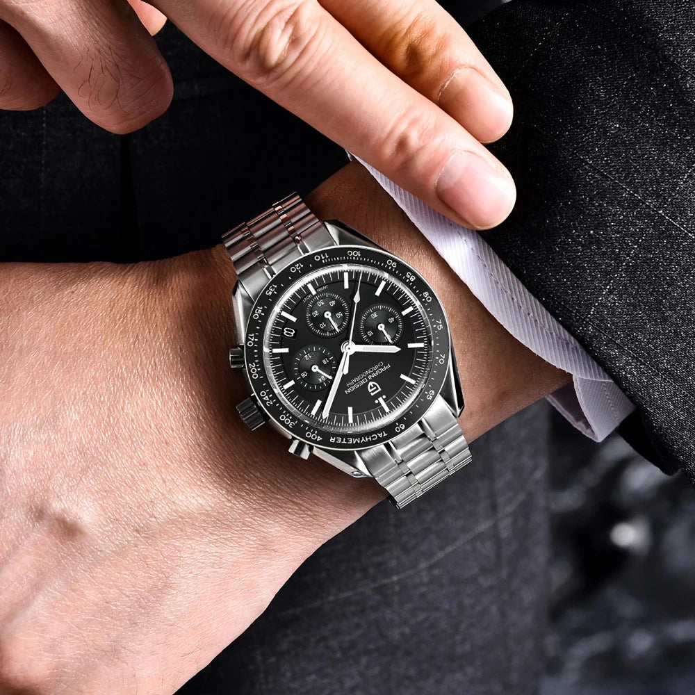 Quartz Watch For Men Waterproof Sport Stainless Steel Band