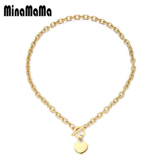 Stainless Steel Blank Heart Pendant Necklace for Women