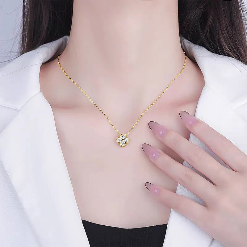 Elegant Moissanite Pendant Necklace in 925 Silver