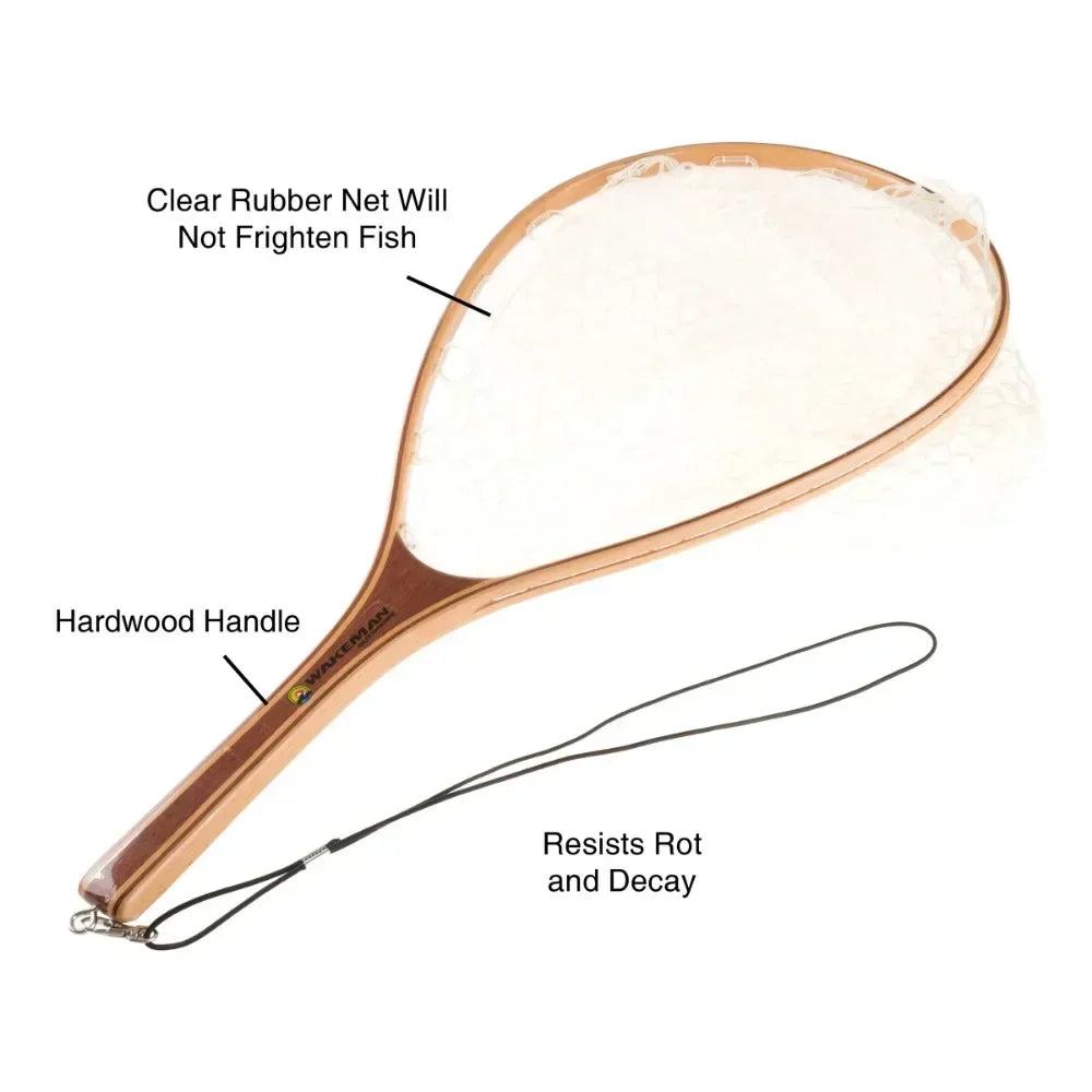 Landing Fish Net - Fly Fishing Equipment With Wooden Handle